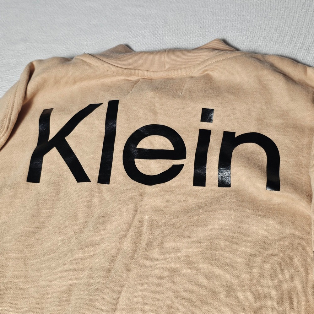 Calvin Klein Jeans Tan Mock Neck Logo Sweatshirt XL Pullover Graphic Sleeve Back - Picture 8 of 9